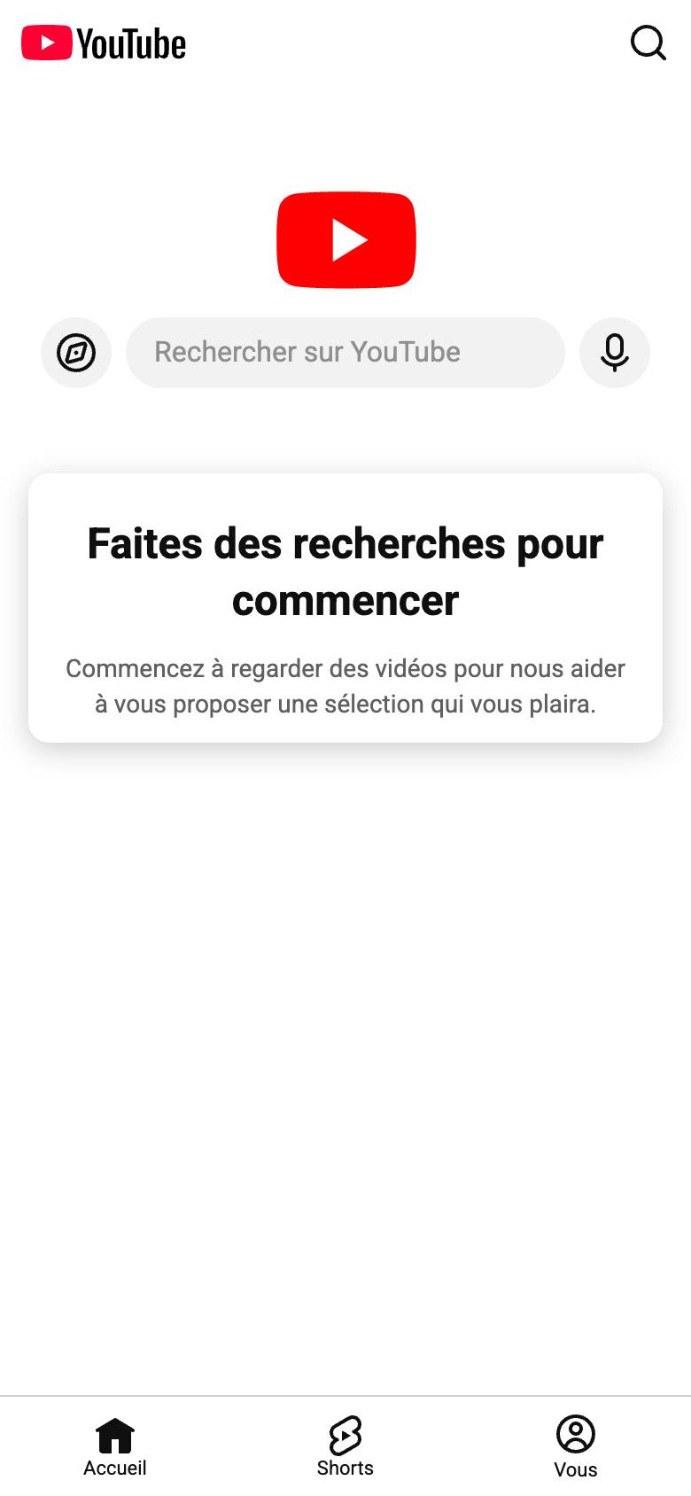 Page d'accueil de YouTube